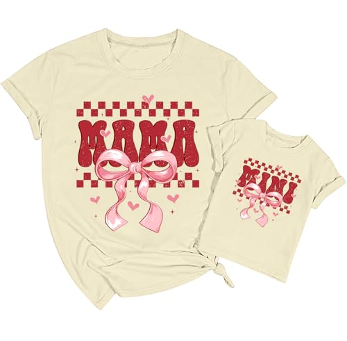 Image of Mommy and Me Valentines Day Shirts: Love Heart Tshirt Family Matching Outfits Mom and Girls Valentines Day Gifts