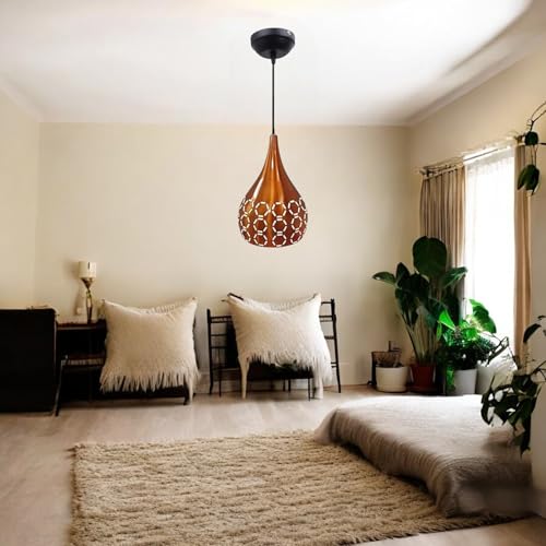 Image of GreyWings Modern OrangeDome Laser Cut Hanging Pendant Light for Ceiling - Aluminium, Drop, Antique Decor,(Bulb is not Included) Big Pack of 4