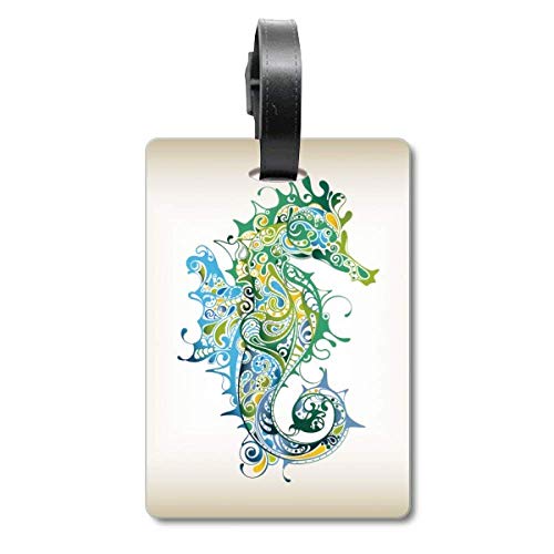 Étiquette de valise hippocampe en motif vie marine pour bagages et sacs de voyage