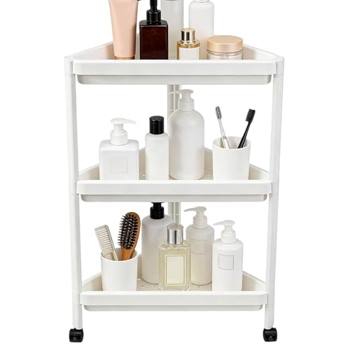 Estantes rinconeros con almacenaje - Ahorra espacio, móvil con ruedas,Estantes Triangulares de Almacenamiento,para salón, dormitorio, estudio, baño, cocina, libros, macetas, artículos de tocador
