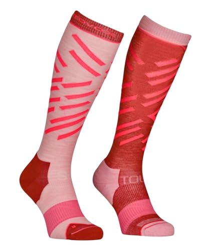 Chaussettes ski rando femme anti ampoules et respirantes en orange sunset 39-41
