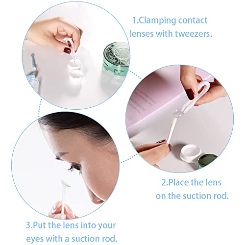 LYTIVAGEN 10Pcs Pinces a lentilles de Contact, Pince à épiler en Silicone, Pinces pour lentilles de Contact Souples et rigides pour lentilles de Contact avec boîte pour Voyage (5 Couleurs) - Image 8
