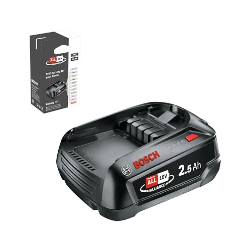 Bosch Ersatz-Akku PBA 18V 2.5Ah W-B (Hohe Kapazität für längere Laufzeit; Kompatibel mit Allen 18V Power for All-Geräten)
