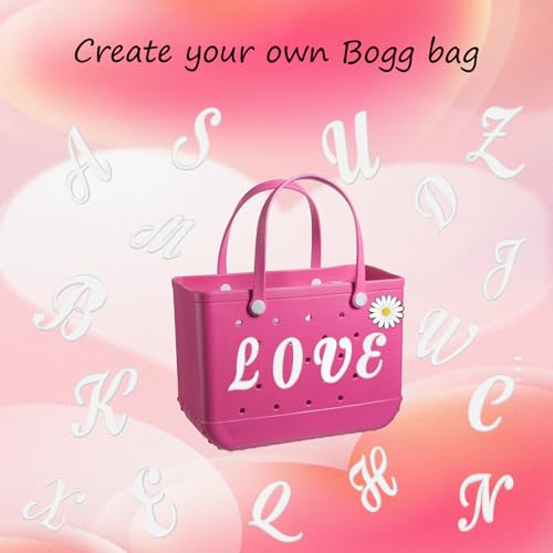 Hroatpk 2pcs Charms for Bogg Bag, Letter Charms Decorative Alphabet Lettering Accessories Insert Compatible With Beach Bag, Rubber Tote