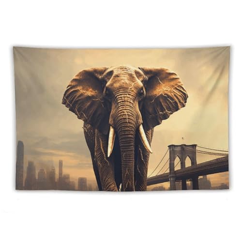 Tapisserie éléphant pour habiller un mur vide de salon style vintage