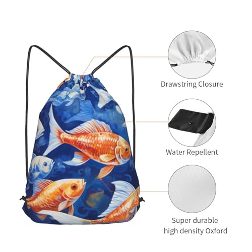 Drawstring Bag for Women Lightweight Sports Gym Bag Dish Painting Soccer Backpack for Travel4