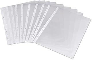 New 100 Pcs A4 Plastic Punched Punch Pockets 30-35 Micron for Folders Filing Wallets Sleeves 10-15 Sheet Capacity Everyday Use