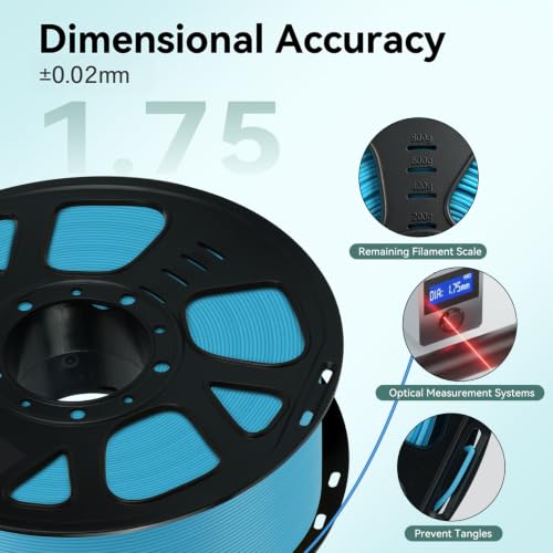 Image of Kingroon Glacier Blue PLA Filament 1.75mm, 1kg Spool (2.2lbs), High Precision + /- 0.02mm, Smooth Printing for Most FDM 3D Printers