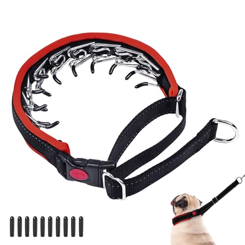 Image of M Red Heavy Duty Nylon No Pull Dog Collar with Buckle, Adjustable Anti Pull Reflective Slip Collar for Large Medium Small Dog Training Walking