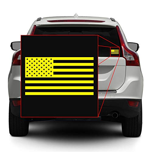 Image of American US Flag [Pick Color /Size] Vinyl Decal Sticker for Laptop /Car /Truck /Window /Bumper (7.5in x 4.2in, Matte Yellow)