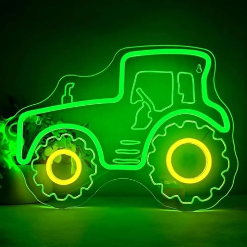 Néon Tracteur vert pour chambre enfant et déco originale USB 40cm