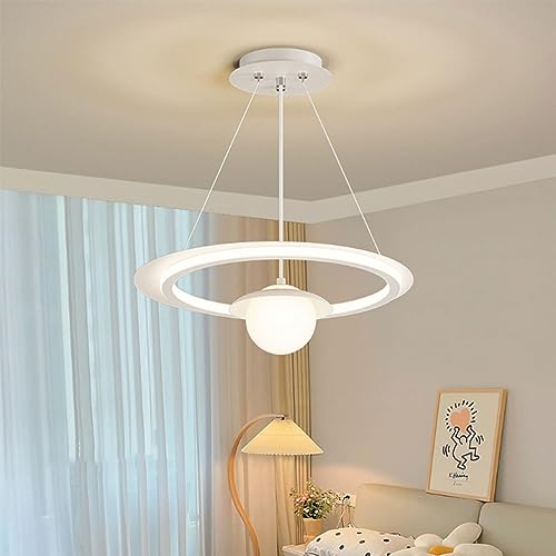 Lustre LED Moderne Suspendu Acrylique Blanc Luminaire Anneau Variable Cuisine et Salon