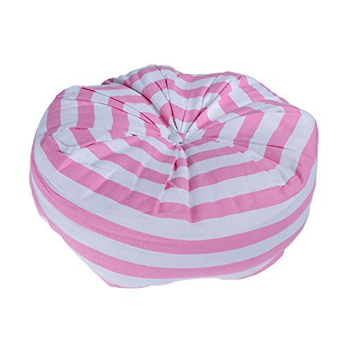 HOMESCAPES Pink & White Stripe Floor Cushion Pouffe 100% Cotton Modern Pleated Seat Pad for Indoor and Garden 40cm x 15cm - Image 3
