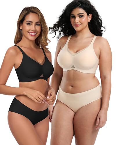 Image of Jelly Bras for Women No Underwire Mesh Wireless Crossover Bra Seamless Full Coverage Lift T Shirt Sleep Bralettes