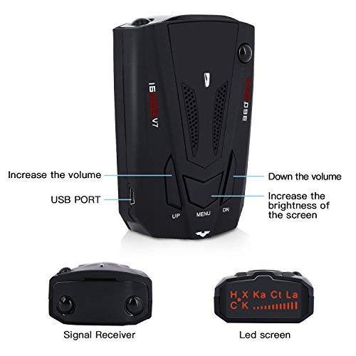 2020 Radar Detector V7 for Cars, Voice Alert and Car Speed Alarm System City/Highway Mode 360 Degree, with LED Display for Cars, Detection Radar Detectors - Thumbnail 4