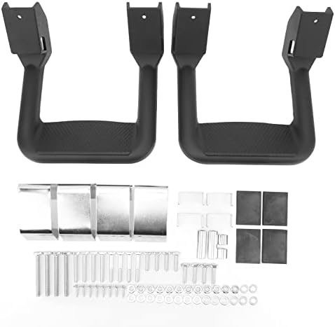 Truck Side Step Set Black Powder Coated Cast Aluminum Rugged Anti Slip Step Pad Universal Fit Replacement Compatible with Chevy