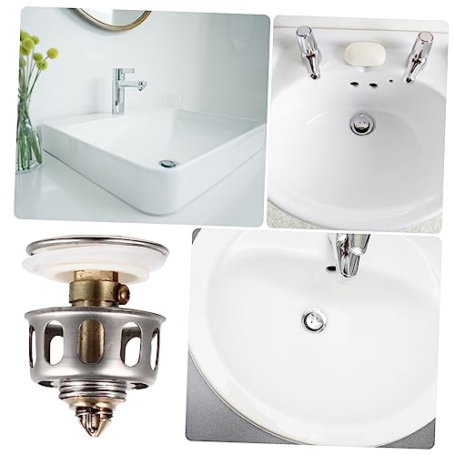 Filtro y tapón para desagüe de lavabo acero inoxidable 4 piezas miniatura 7
