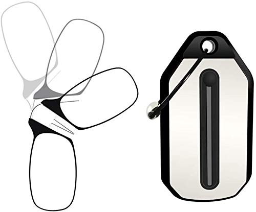 Gafas de lectura de nariz de clip Gafas de lectura de llavero de PC Piernas portátiles sin espejo Almohadillas de nariz esmeriladas Gafas de lectura plegables adecuadas para hombres y mujeres