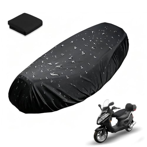 Casenly Fundas de Asiento de Moto, Negro Funda de Asiento de Motocicleta, Impermeable Fundas de Asiento con Banda Elástica para Asiento de Moto Scooter Protección, 92x60cm (XL)