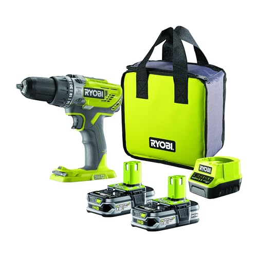 Ryobi R18PD3-215S Trapano Avvitatore a Percussione a Batteria 18V ONE+, Include Due Batterie 1.5Ah,...