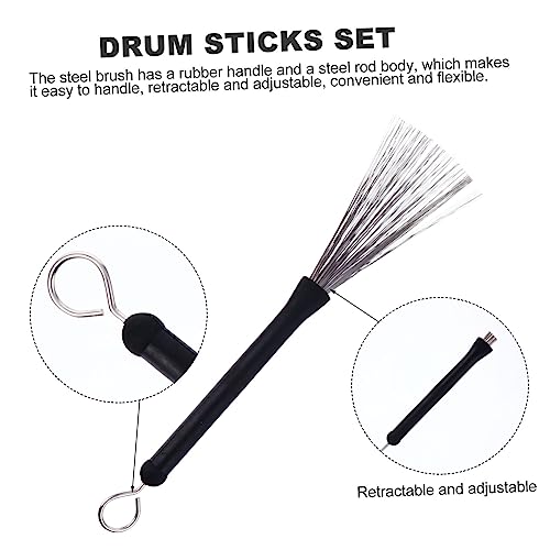 Set de Baquetas y Escobillas para Batería 40 cm Negro miniatura 3