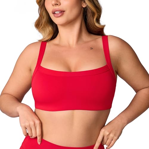 Image of UNISSU Hugcurve Adjustable Sports Bra Square Neck Wireless Padded Yoga Workout Tops