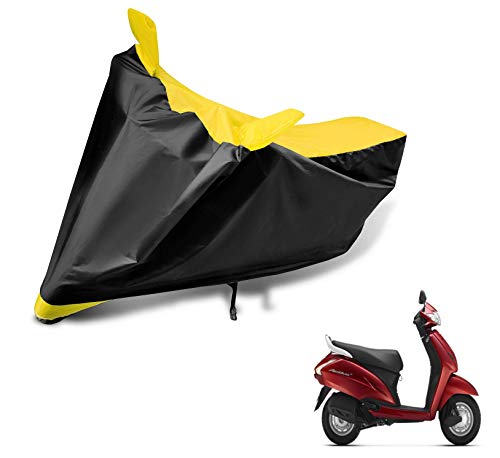 Image of Auto Hub Scooty Cover Compatible with Activa 125 with Mirror Pocket, Dustproof, Heat Resistant, Triple Stitched, Activa 125 Scooty Cover- Black, Yellow
