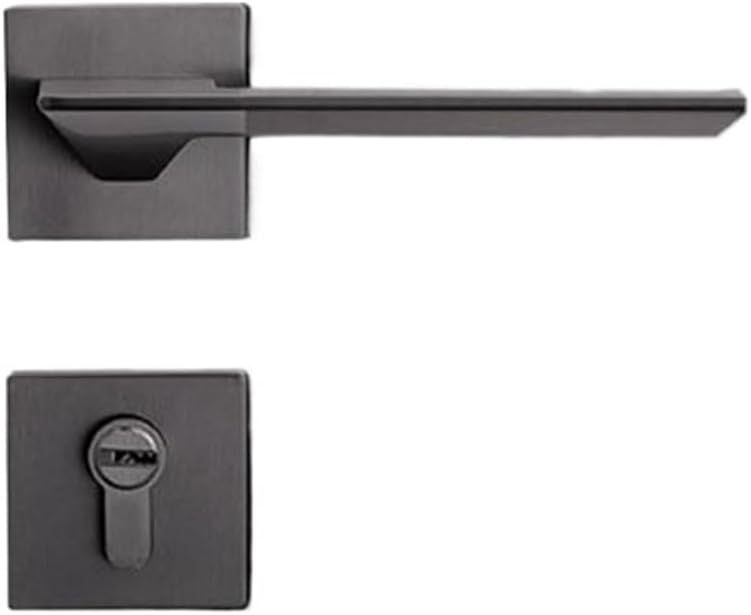 Gray Door Lock Modern Minimalist Bedroom Silent Solid Wood Black Split zinc Alloy Magnetic Door Lock Hardware Integrated(Gray Steel 5845 Silent)