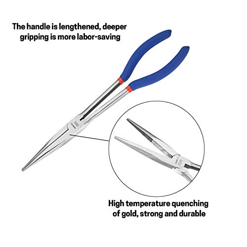 Wisepro Long Reach Pliers - 11 Inches Straight Long Needle Nose Pliers - For Narrow Spaces And Limited Areas #TOP2