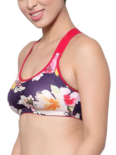 Image of Inner Sense Sports Bra for Women Made with Organic Cotton and Bamboo I Adjustable Padded Bra for Women with Cross Back Strap I Wire Free Medium Impact Innerwear