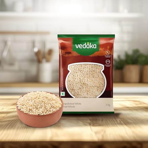 Image of Amazon Brand - Vedaka Premium Unpolished White Urad Whole, 2kg