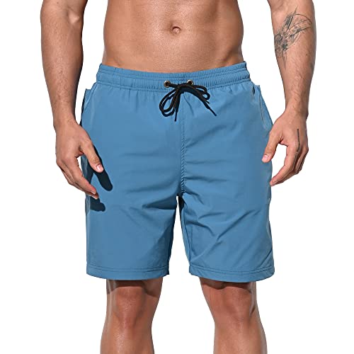 RICKY&BENS Men's Thin Solid Casual Shorts Sports Vacation Shorts