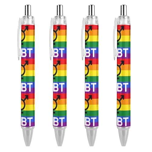 Bolígrafo retráctil de 0.5 mm con bandera arco iris LGBT, pack de 4 unidades
