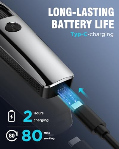 Beard Trimmer Men, Electric Shavers with 1-10 mm Zoom Wheel, Cordless Hair Clippers with Battery Indicator, Electric Razor USB Rechargeable, All-in-one Kit for Face & Body Grooming, Silver - Image 2