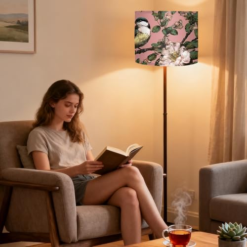 Image of Nuxovilar Lamp Shades Set of 2, 13 inch Top x 13 inch Bottom x 10 inch High (Spider) | Large lamp shades vintage floral bird design bedroom boudoir guest room covers light (Vintage)