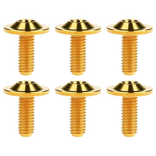 Image of Titanium Torx Head M6 x15 20mm Bolt Screw for Bicycle Motorcycle Car Modification Pack of 6 (Gold, M6x15mm)