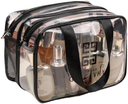 Bolsa de maquillaje transparente, bolsa de aseo de separación en seco y húmedo, bolsa de aseo de viaje, bolsa de cosméticos de viaje portátil, bolsa