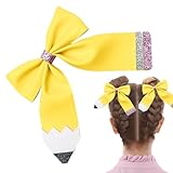 Girls Bows, Pencil Design Clip, 3.9 Inch Cute Bow for Kids, Colorful Hair...