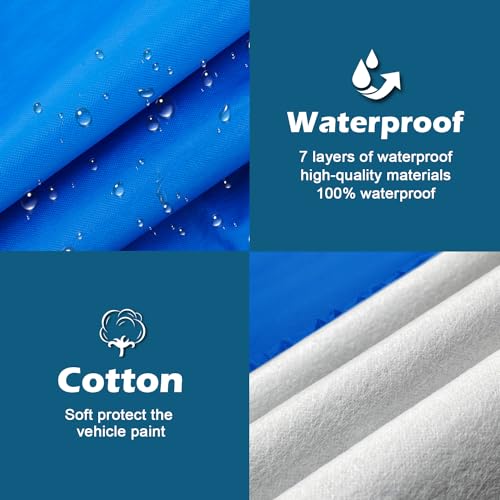 Image of Kayme Heavy Duty Car Cover Waterproof All Weather, Outdoor Full Cover Snowproof UV Protection, Universal Fit for Ford Mustang, Chevrolet Camaro /Beretta /Chevelle, Cadillac ELR Etc（186-193 inch