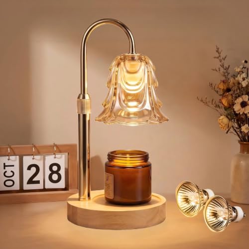 Candle Warmer Lamp, Height Adjustable Flameless Candle Heater with Timer