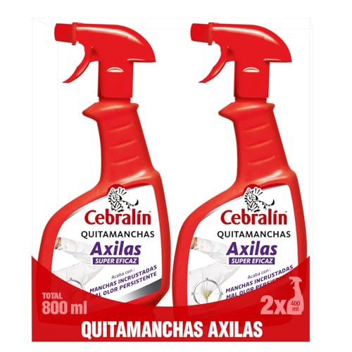 Cebralín - Quitamanchas Axilas, Elimina las Manchas Amarillas y Cercos en Axilas, Quita el Mal Olor Persistente, Sin Lejía - Pack de 2 x 400 ml = 800 ml