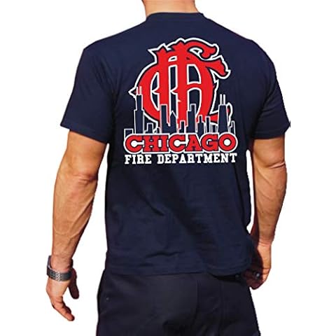 feuer1 - Camiseta con protección UV 30+, diseño de Chicago Fire Dept, Color Azul Marino, Azul Marino, XX-Large Cover