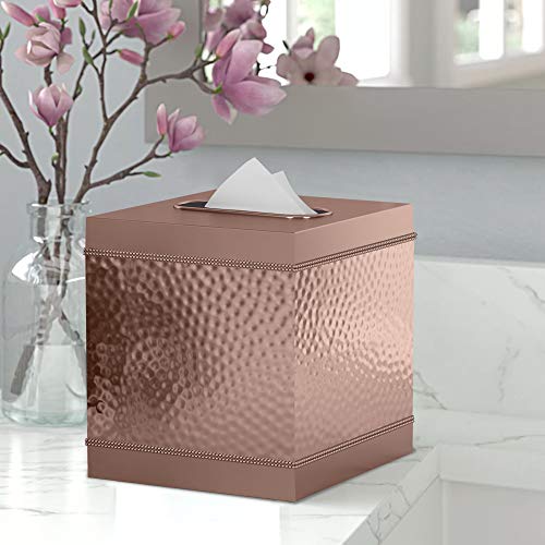 Nu Steel, Part Accessory Set Hudson Copper Boutique Cover Stainless Steel Square Facial Tissue Box Holder For Bathroom Vanity Countertops,Bedroom Dressers, 5" L X 5" W X 6" H #TOP1