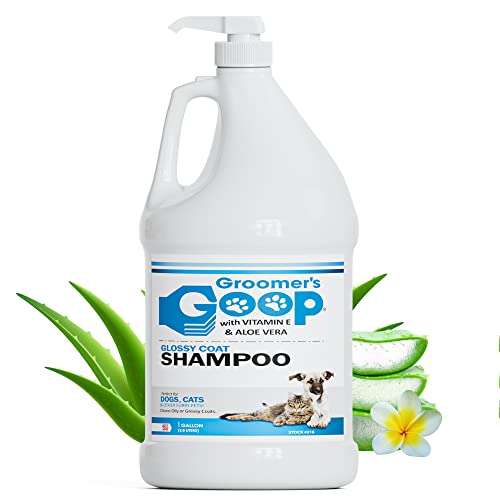 Groomer's Goop Glossy Coat Shampoo With Vitamin E And Aloe Vera - Conditioner For Dogs, Cats, Puppy, And Kitten - Cat And Dog Shampoo For Oily And Greasy Coat - Gallon With Pump (Pack Of 1) #TOP22