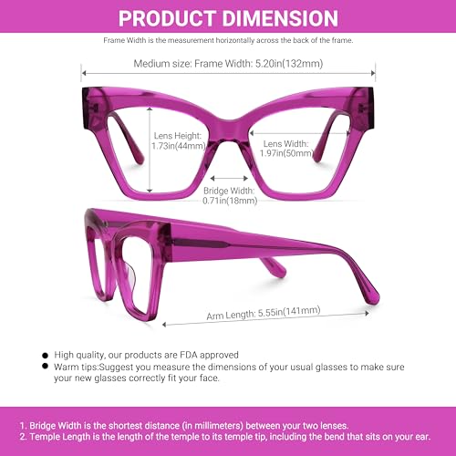 Image of VOOGLAM Cat-eye Blue Light Blocking Glasses for Women Anti UV Eyestrain Eyewear Reginald