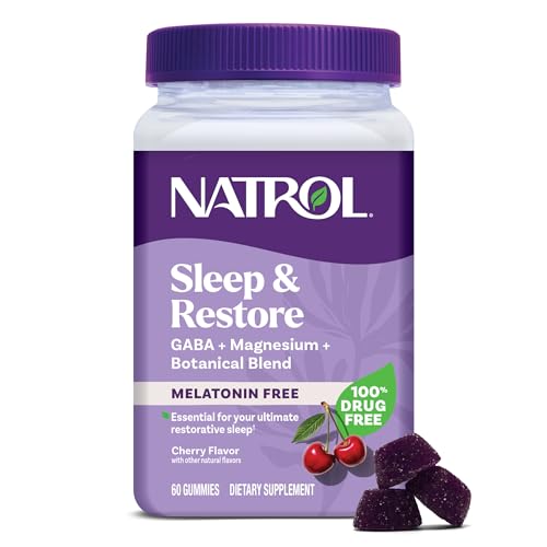 Natrol Sleep & Restore Magnesium Glycinate Blend Gummies, Magnesium for Sleep Aids for Adults, Melatonin-Free, Cherry Flavored, 30 Day Supply