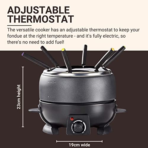 Ex-Pro 2.3L Electric Fondue Set with 6 Colour-Coded Forks and Adjustable Heat Control - Image 4