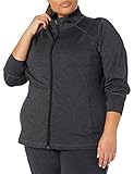 Amazon Essentials Women's Plus Size Brushed Tech Stretch Full-Zip Jacket, Black Spacedye, 1X