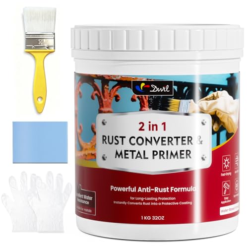 Image of DWIL Rust Converter and Metal Primer 𝟮 𝗶𝗻 𝟭, High-Flow Water-Based Rust Reformer for Metal, Low Odor Anti-Rust Coating for Car Chassis, Truck Frame, Fence, Railing, Tools and Equipment, 32 oz