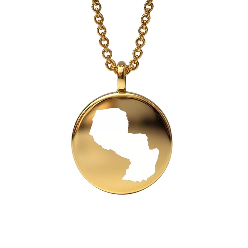 Pendentif carte du Paraguay argent sterling or 14k bijou durable